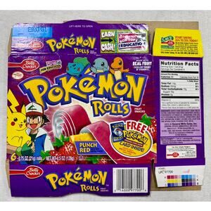 1999 Betty Crocker Pokemon Rolls Empty Box, Fruit by the Foot Pokemon Exclusive